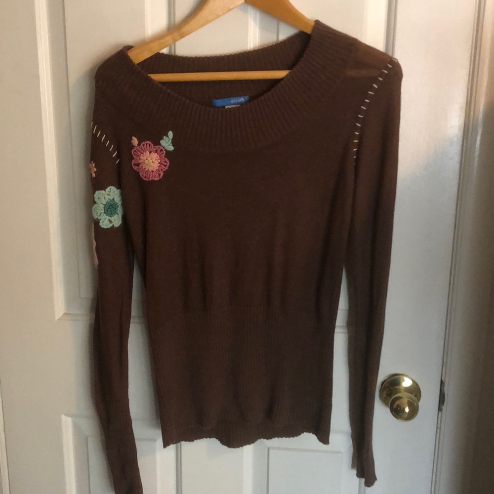Delia*s semi-sheer embroidered fall sweater